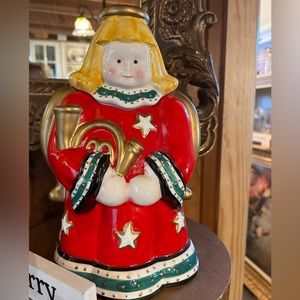 Vintage angel ceramic cookie jar, Christmas decor